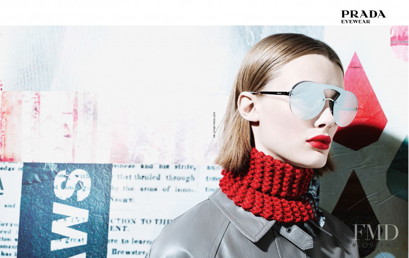 Kris Grikaite featured in  the Prada Eyewear advertisement for Autumn/Winter 2017