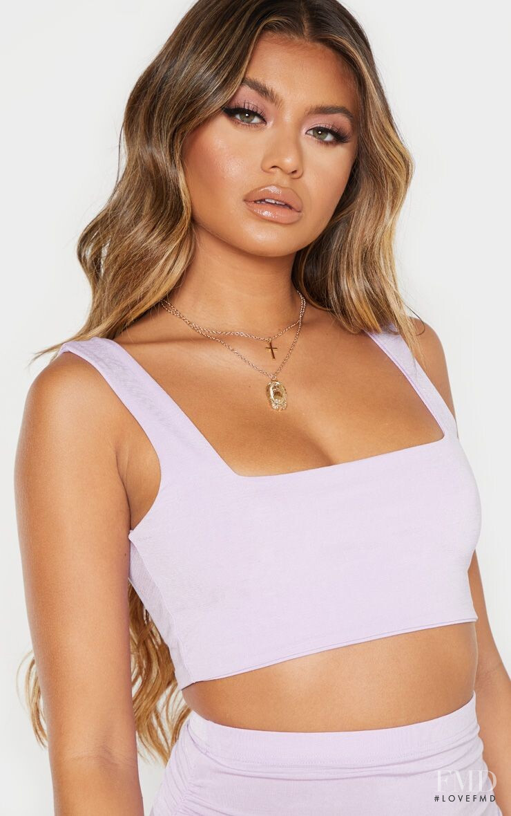 Sofia Jamora featured in  the PrettyLittleThing catalogue for Spring/Summer 2019