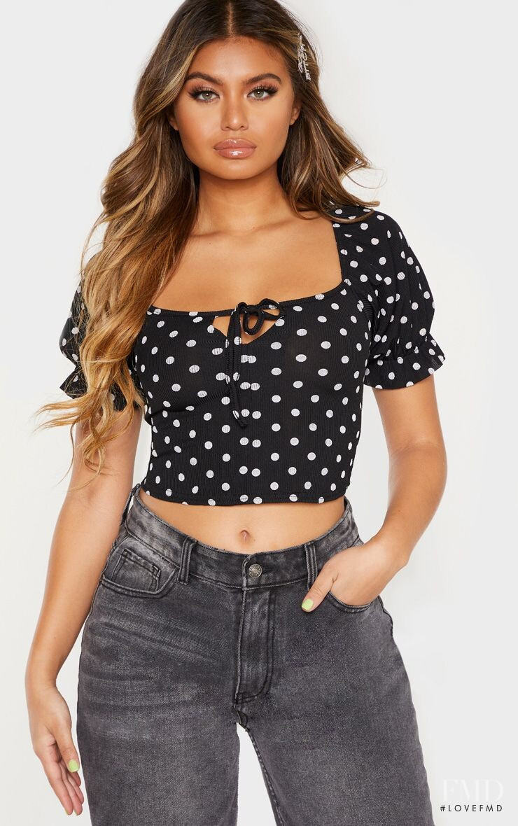 Sofia Jamora featured in  the PrettyLittleThing catalogue for Spring/Summer 2019
