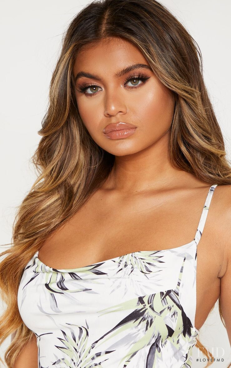 Sofia Jamora featured in  the PrettyLittleThing catalogue for Spring/Summer 2019