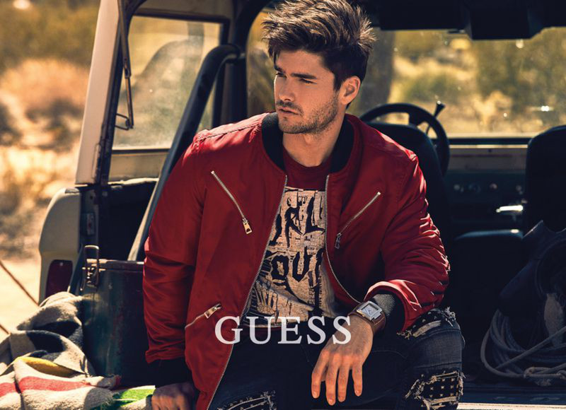 Charlie Matthews featured in  the Guess advertisement for Autumn/Winter 2018