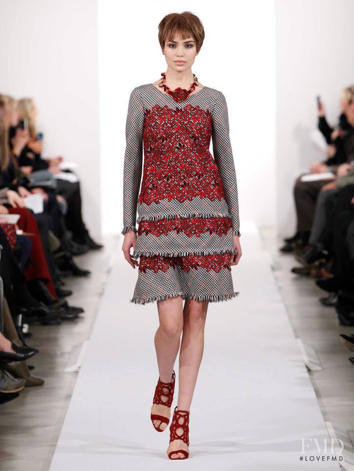 Irina Sharipova featured in  the Oscar de la Renta fashion show for Autumn/Winter 2014