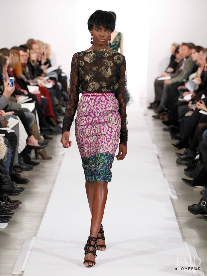 Leomie Anderson featured in  the Oscar de la Renta fashion show for Autumn/Winter 2014