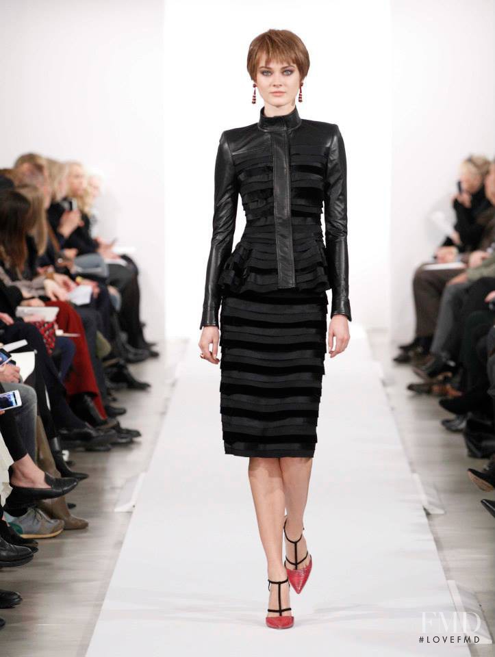 Monika Jagaciak featured in  the Oscar de la Renta fashion show for Autumn/Winter 2014