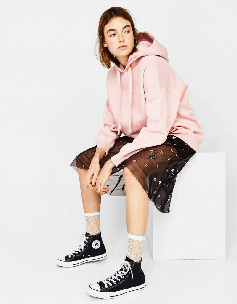 Celine Bethmann featured in  the Bershka catalogue for Spring/Summer 2018