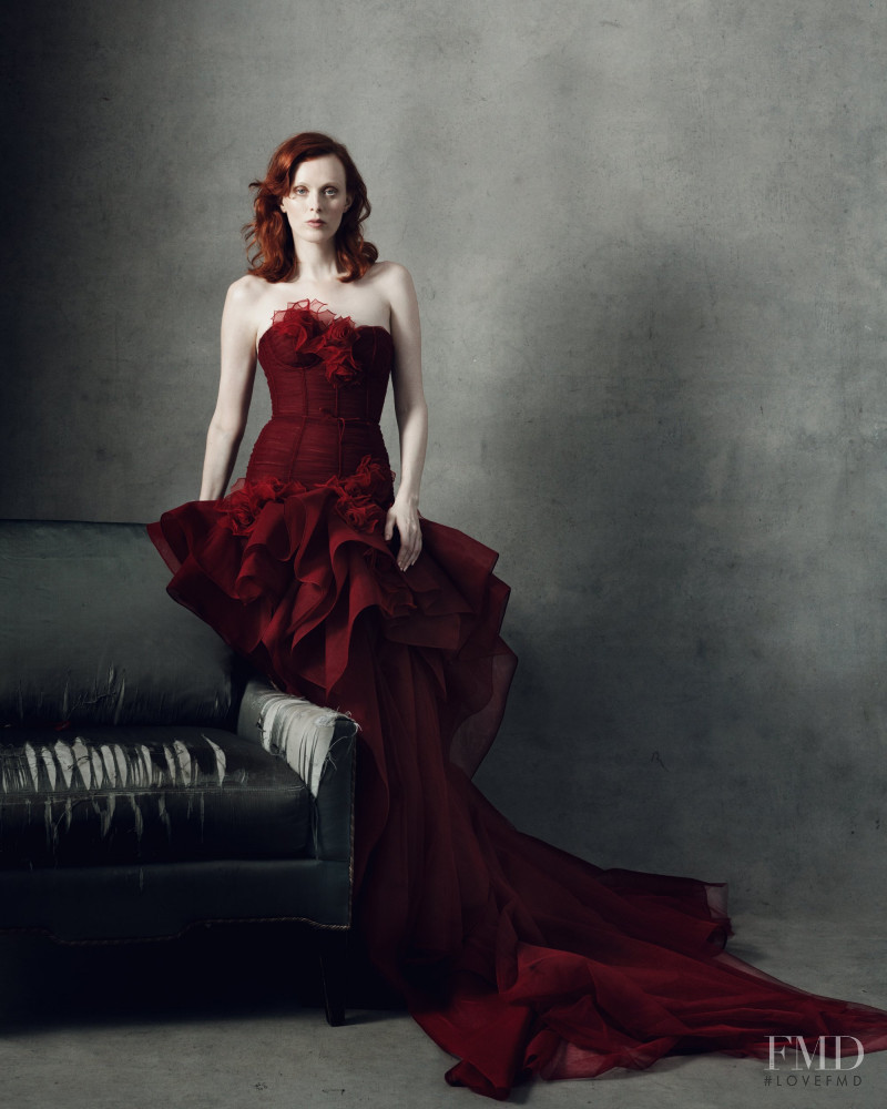 Karen Elson featured in  the Marchesa lookbook for Fall 2018