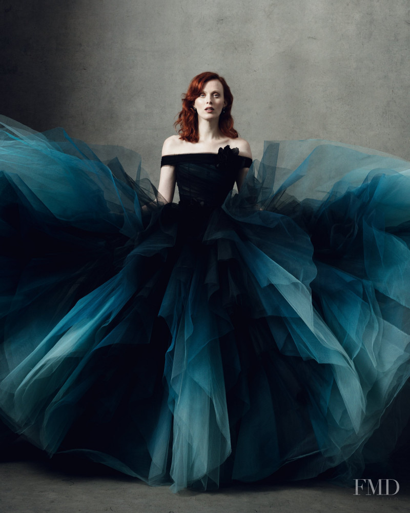 Karen Elson featured in  the Marchesa lookbook for Fall 2018