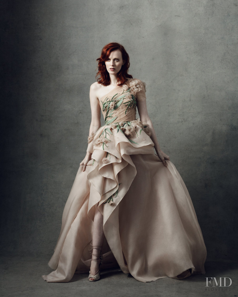 Karen Elson featured in  the Marchesa lookbook for Fall 2018