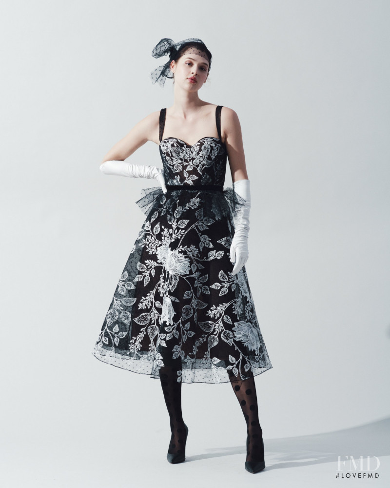 Anais Pouliot featured in  the Marchesa Notte lookbook for Fall 2018