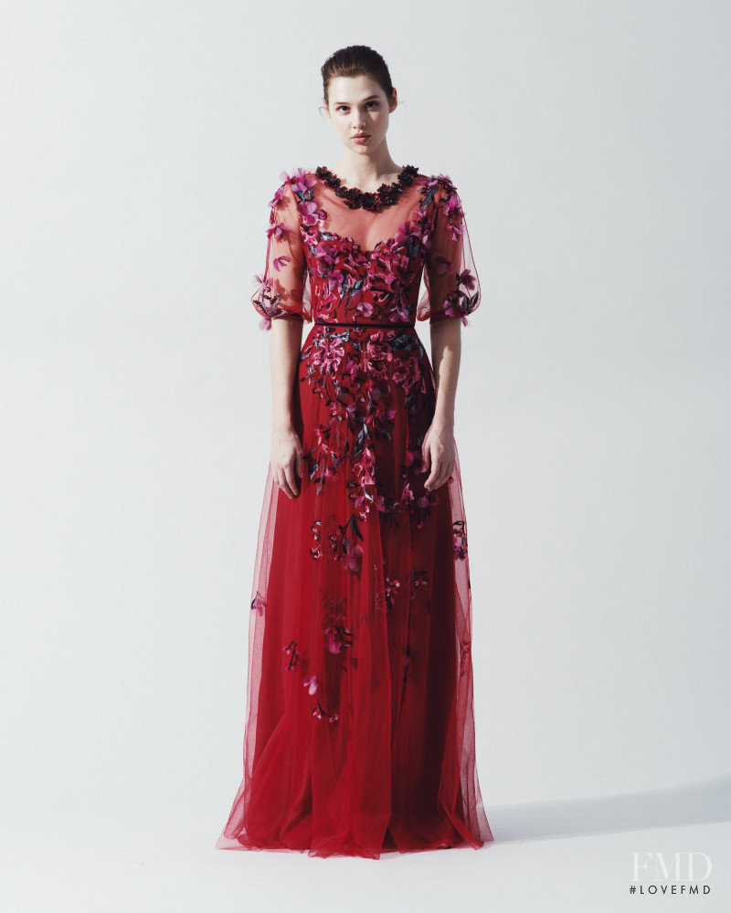 Anais Pouliot featured in  the Marchesa Notte lookbook for Fall 2018