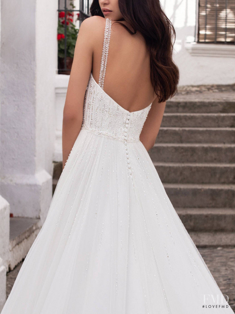 Zhenya Katava featured in  the Pronovias catalogue for Summer 2019