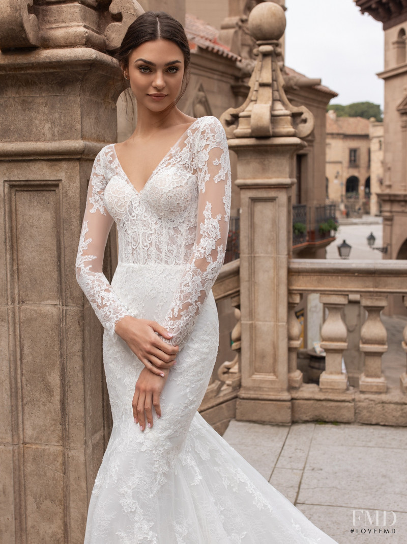 Zhenya Katava featured in  the Pronovias catalogue for Summer 2019