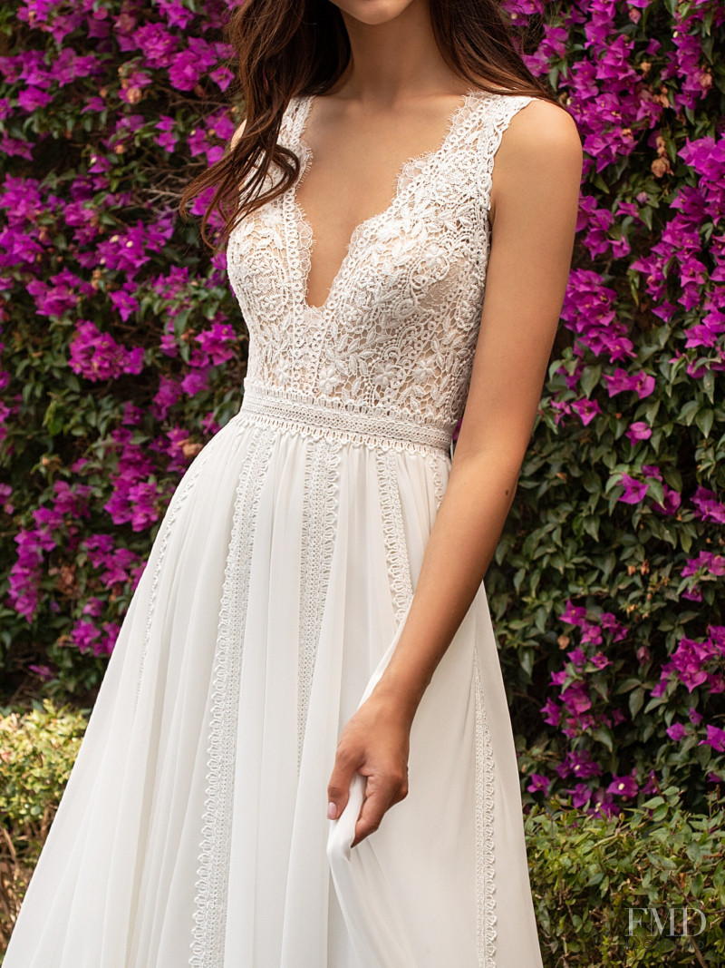 Zhenya Katava featured in  the Pronovias catalogue for Summer 2019