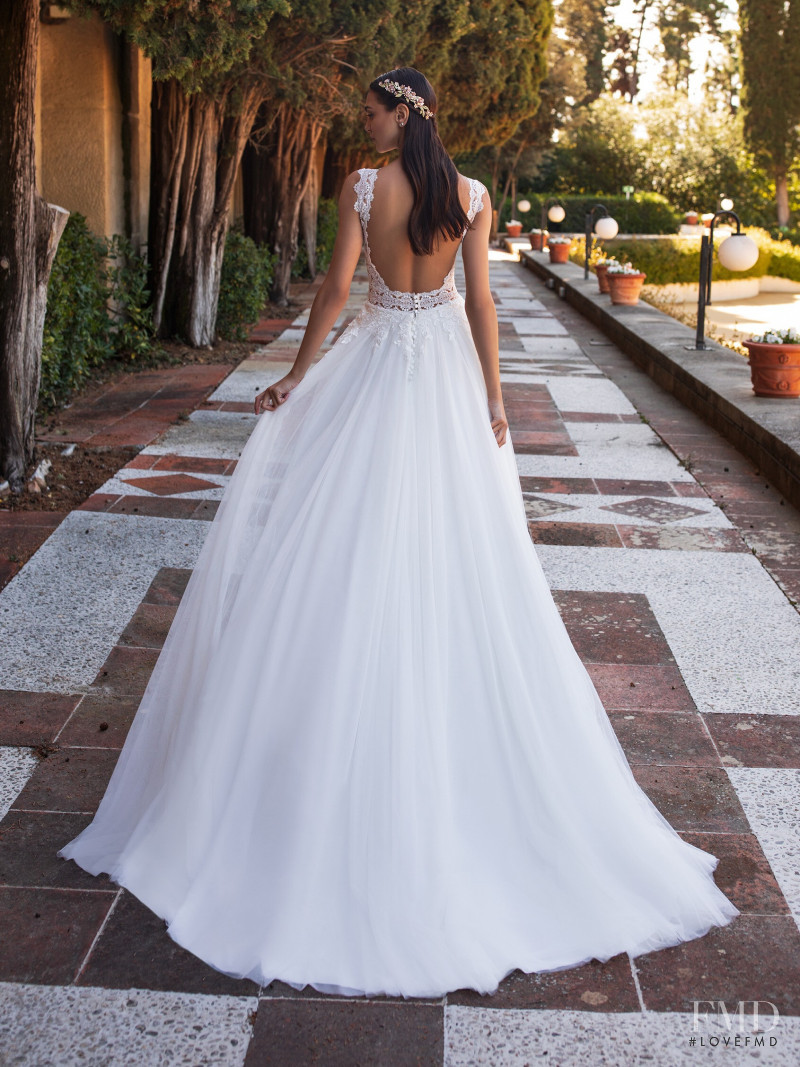 Zhenya Katava featured in  the Pronovias catalogue for Summer 2019