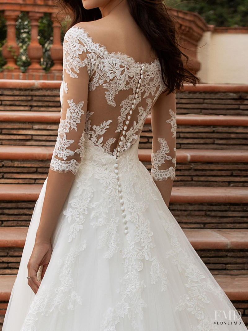 Zhenya Katava featured in  the Pronovias catalogue for Summer 2019