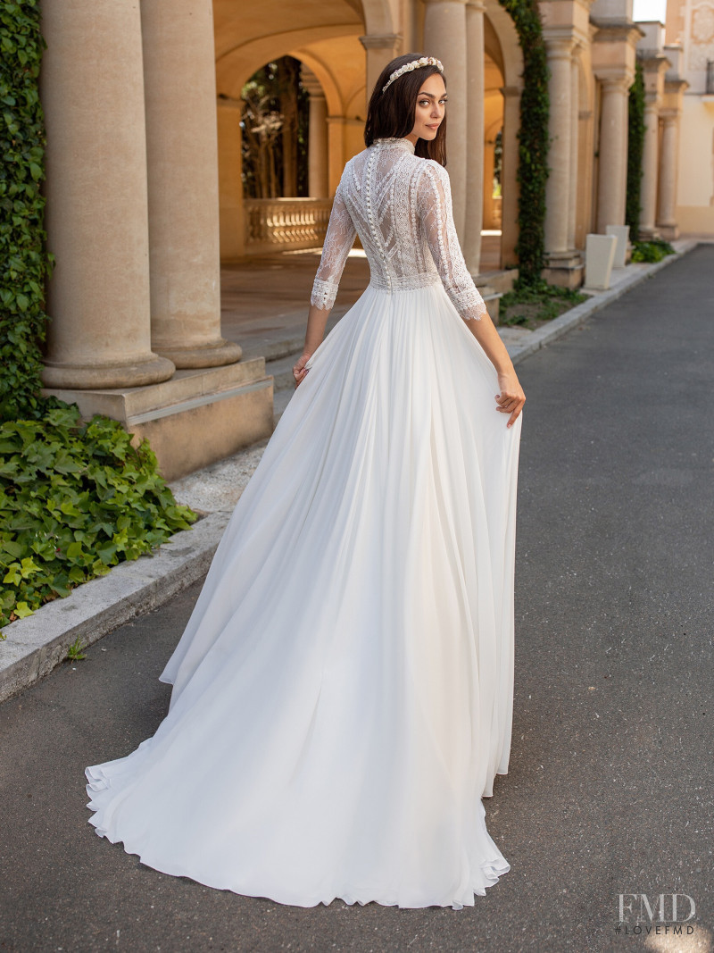 Zhenya Katava featured in  the Pronovias catalogue for Summer 2019