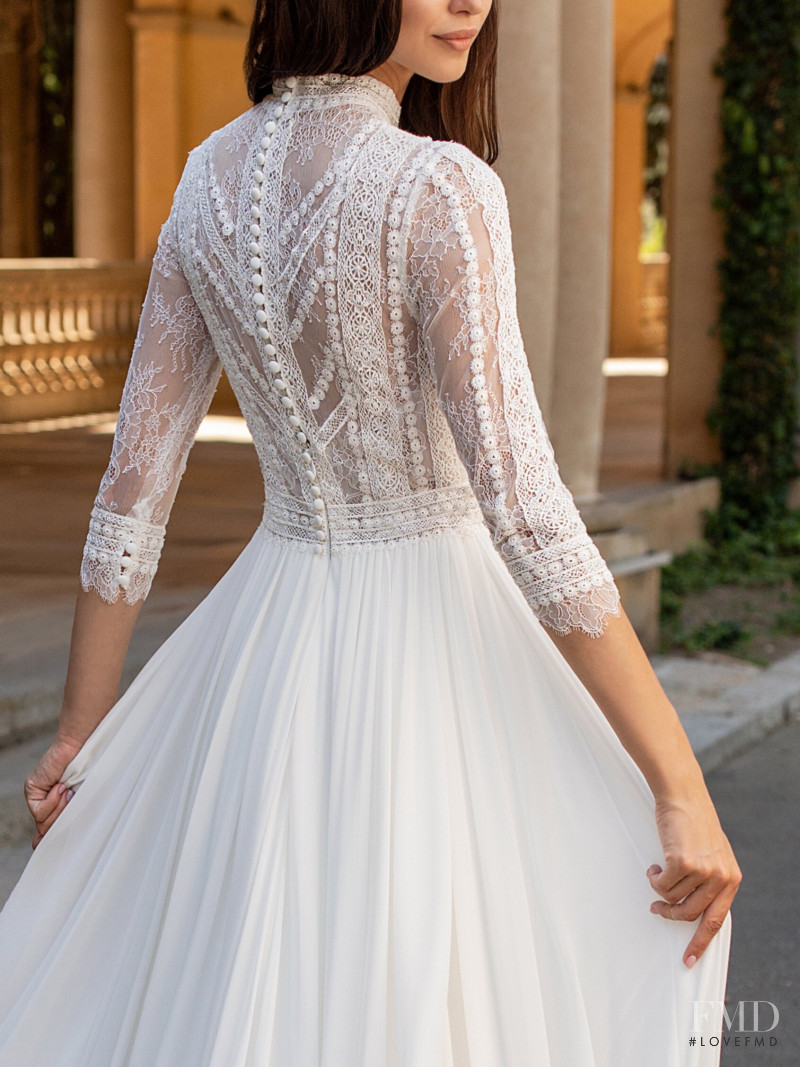 Zhenya Katava featured in  the Pronovias catalogue for Summer 2019