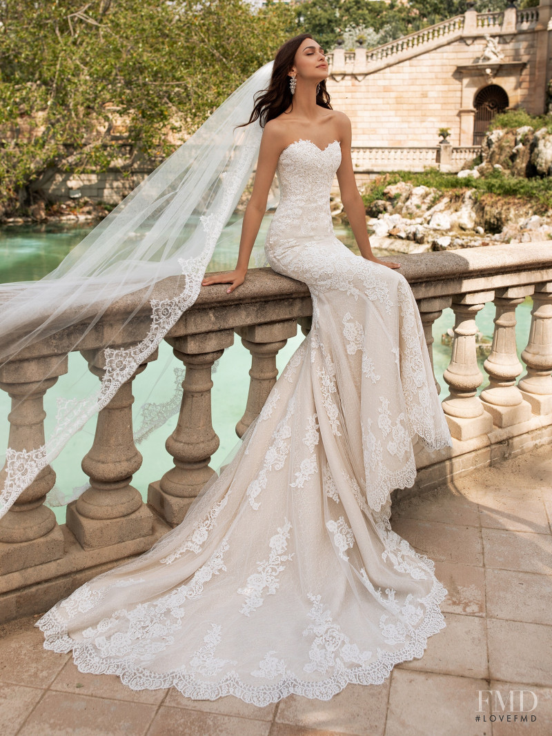 Zhenya Katava featured in  the Pronovias catalogue for Summer 2019