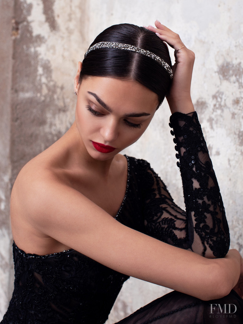 Zhenya Katava featured in  the Pronovias catalogue for Summer 2019