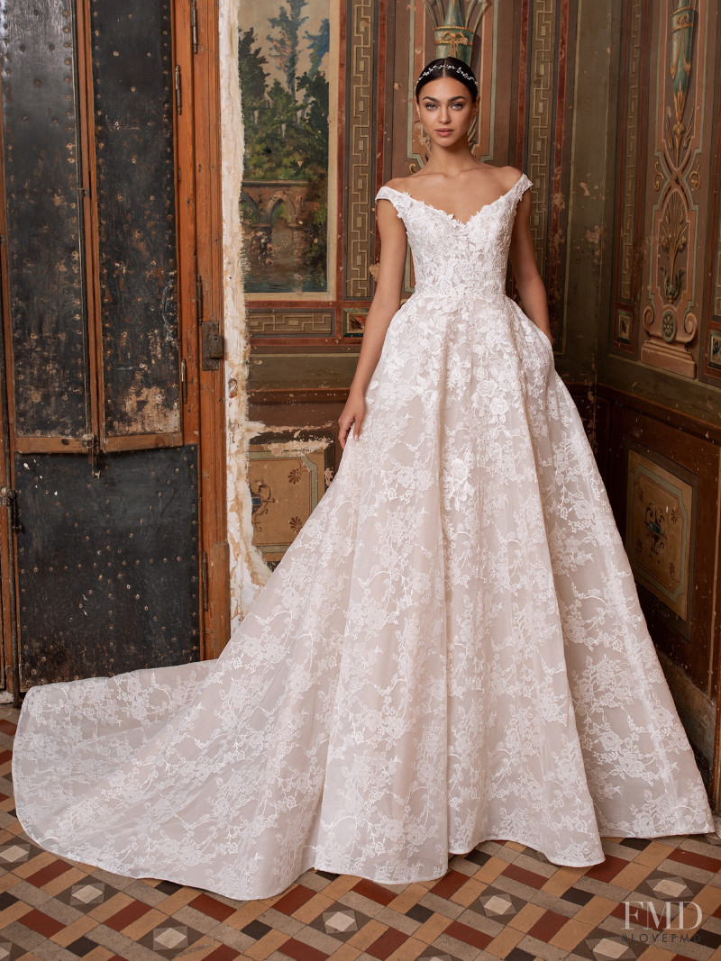 Zhenya Katava featured in  the Pronovias catalogue for Summer 2019