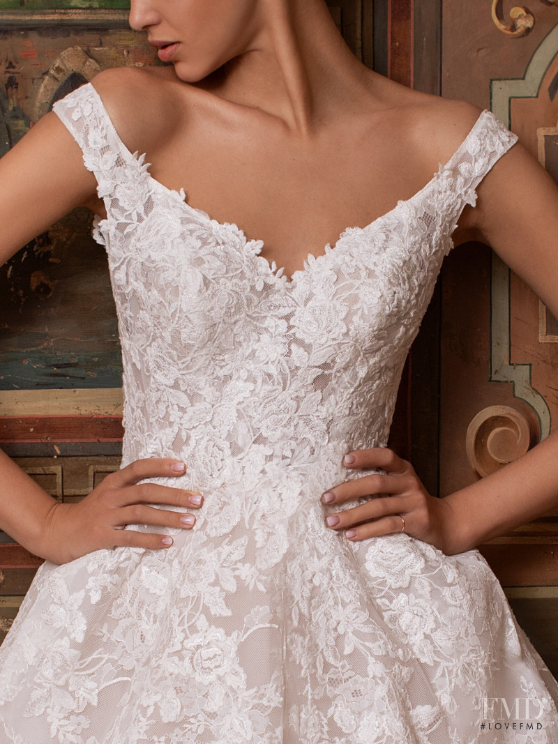 Zhenya Katava featured in  the Pronovias catalogue for Summer 2019