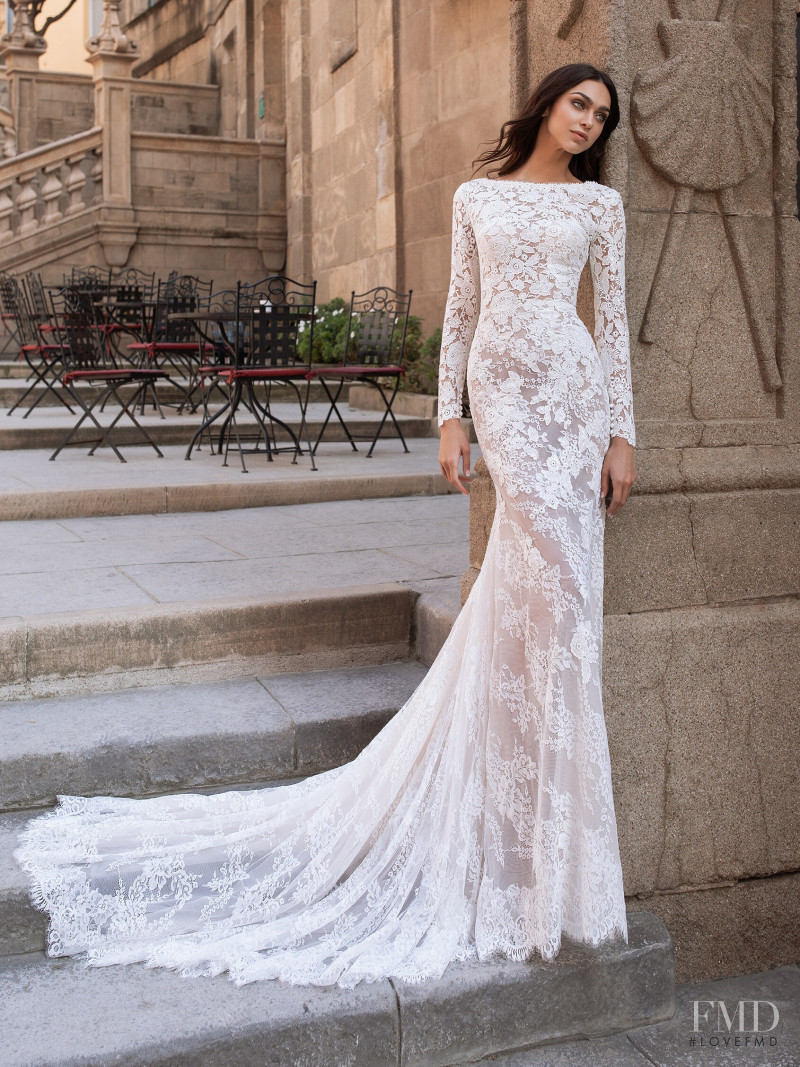 Zhenya Katava featured in  the Pronovias catalogue for Summer 2019