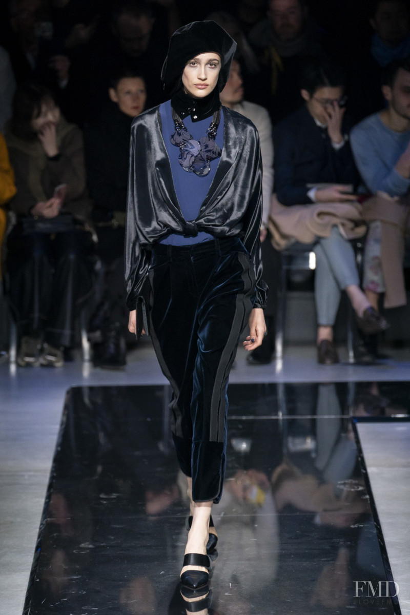 Julia Cordova featured in  the Giorgio Armani fashion show for Autumn/Winter 2019