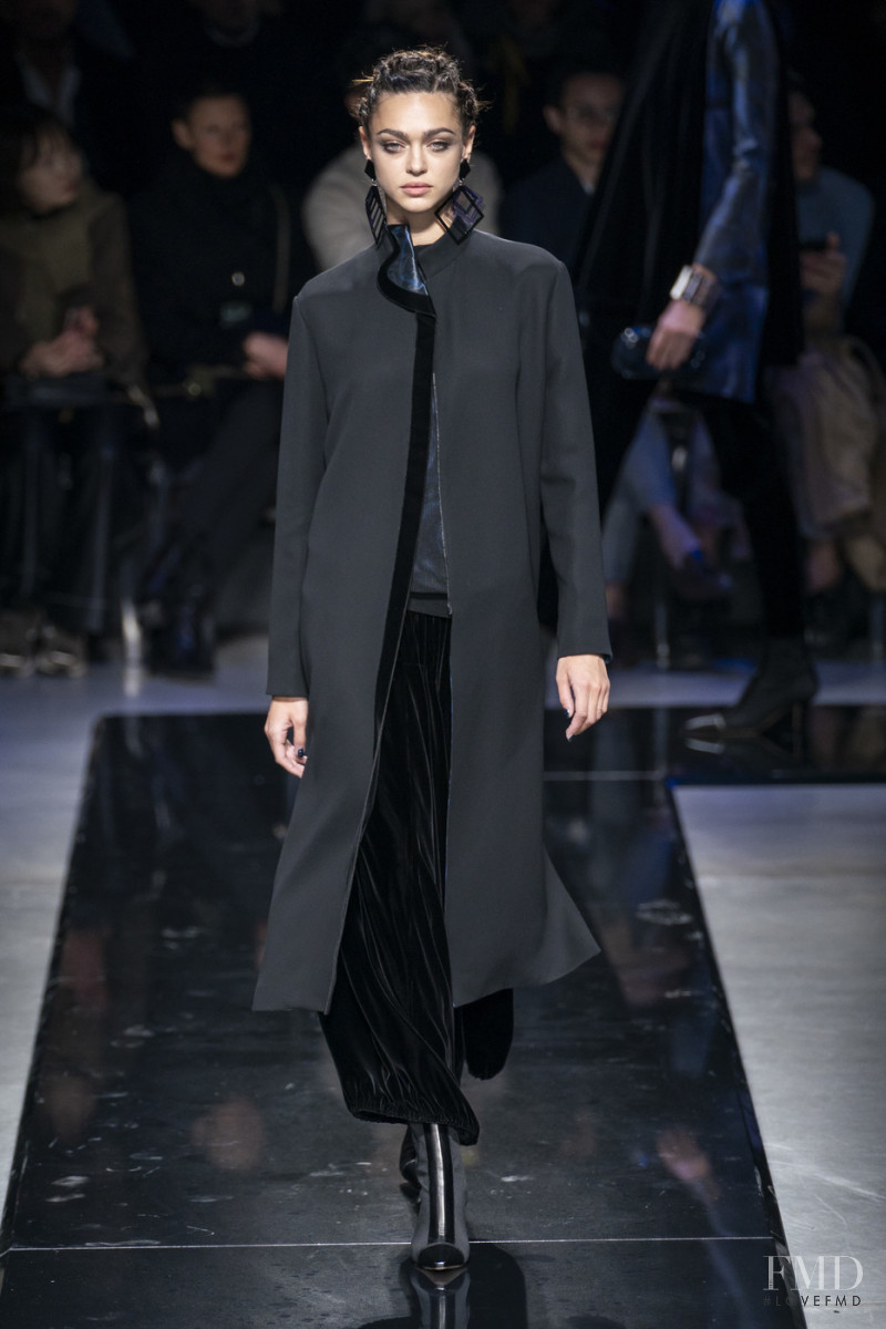 Zhenya Katava featured in  the Giorgio Armani fashion show for Autumn/Winter 2019