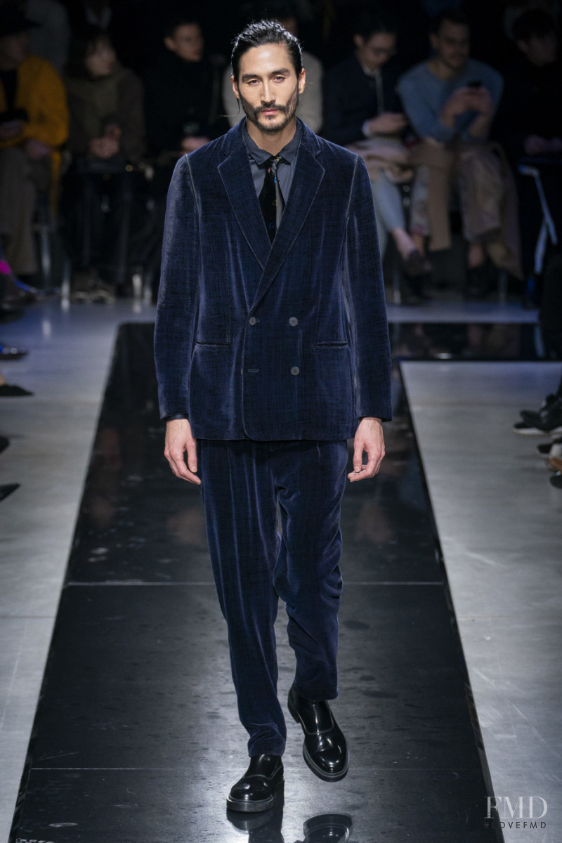 Tony Thornburg featured in  the Giorgio Armani fashion show for Autumn/Winter 2019