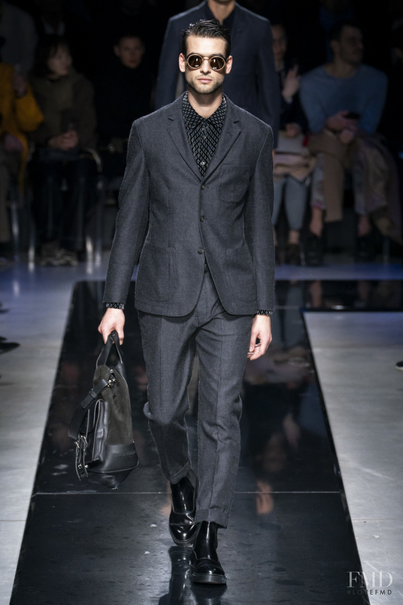 Mattia Barina featured in  the Giorgio Armani fashion show for Autumn/Winter 2019