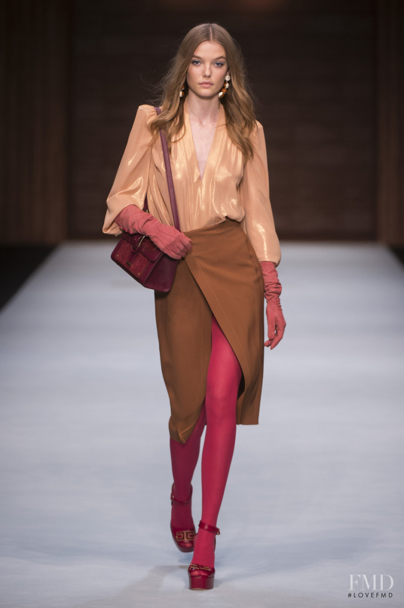 Roos Abels featured in  the Elisabetta Franchi fashion show for Autumn/Winter 2018
