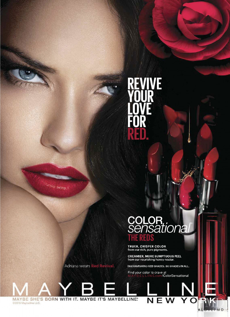 Adriana Lima featured in  the Maybelline advertisement for Autumn/Winter 2015