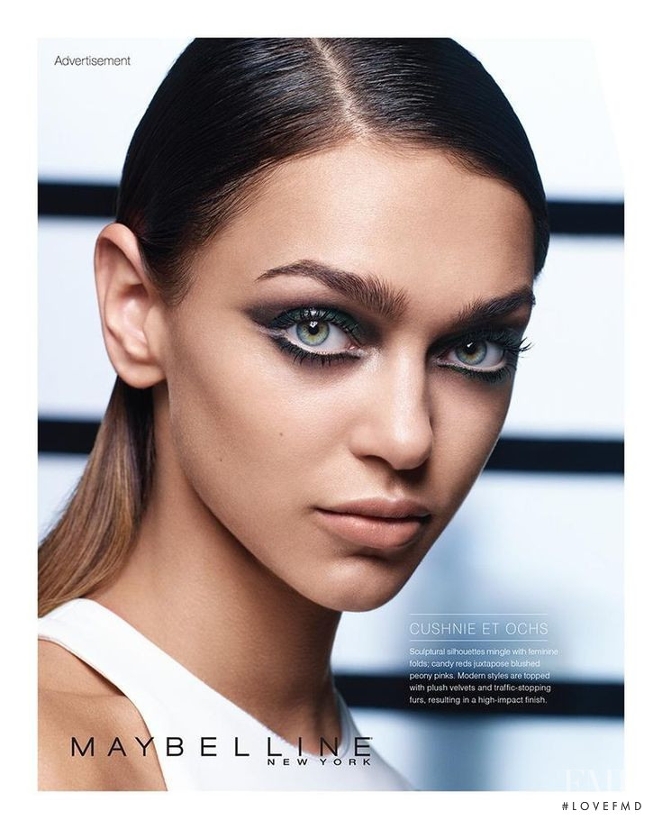 Zhenya Katava featured in  the Maybelline advertisement for Autumn/Winter 2015