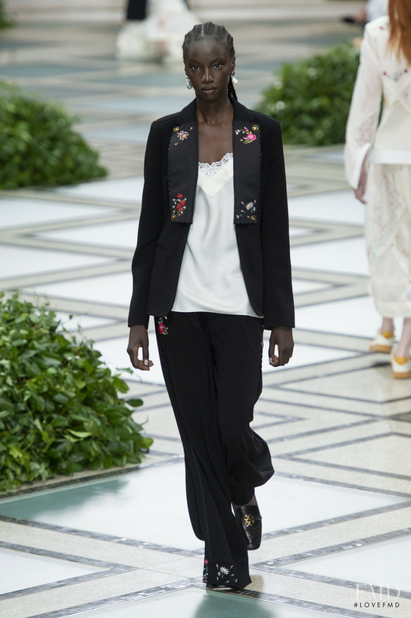 Anok Yai featured in  the Tory Burch fashion show for Spring/Summer 2020