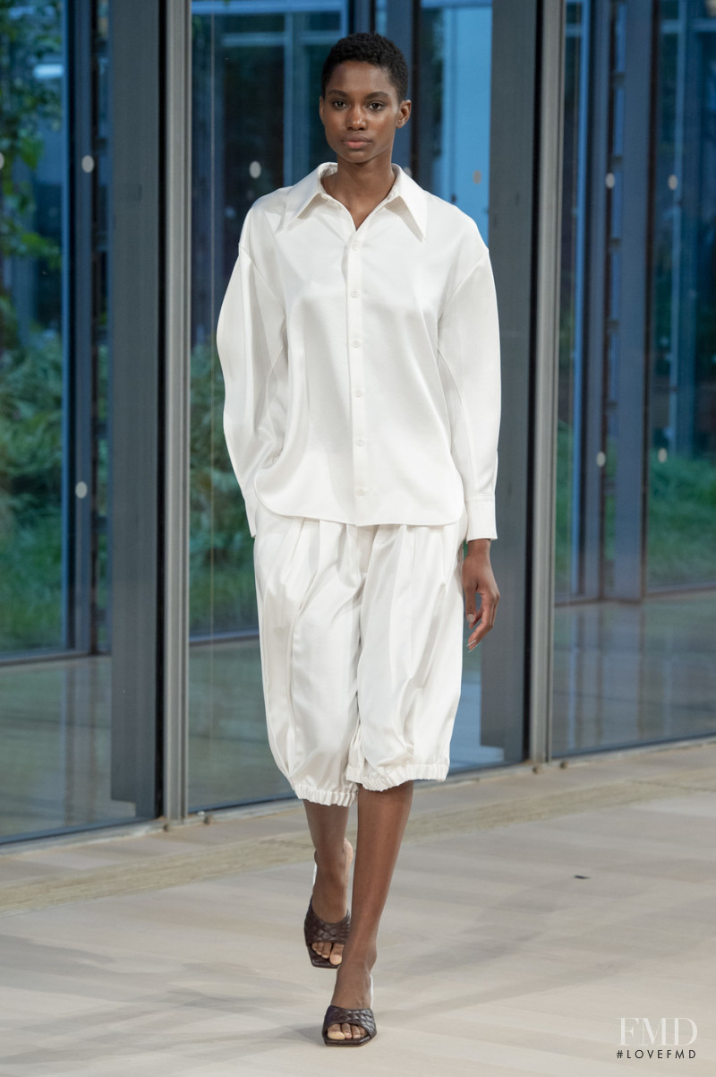 Tara Falla featured in  the Tibi fashion show for Spring/Summer 2020