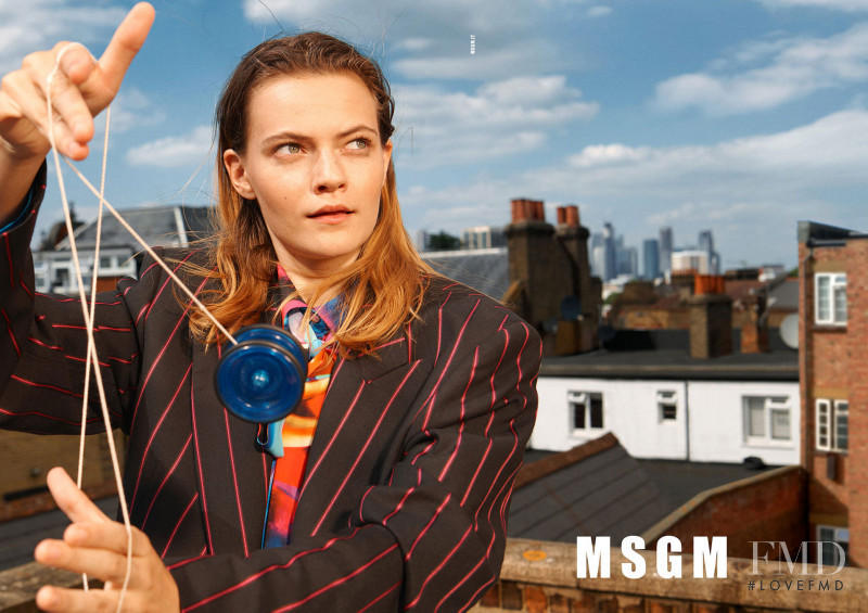 Rose Daniels featured in  the MSGM advertisement for Fall 2019