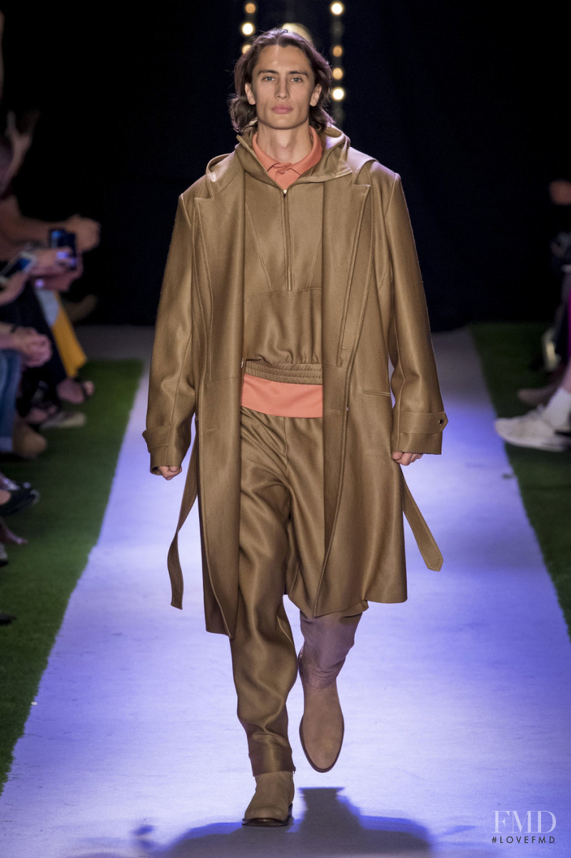 James Turlington featured in  the Brandon Maxwell fashion show for Spring/Summer 2020