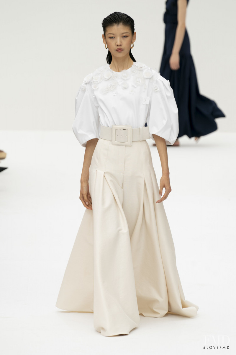 Tang He featured in  the Carolina Herrera fashion show for Spring/Summer 2020