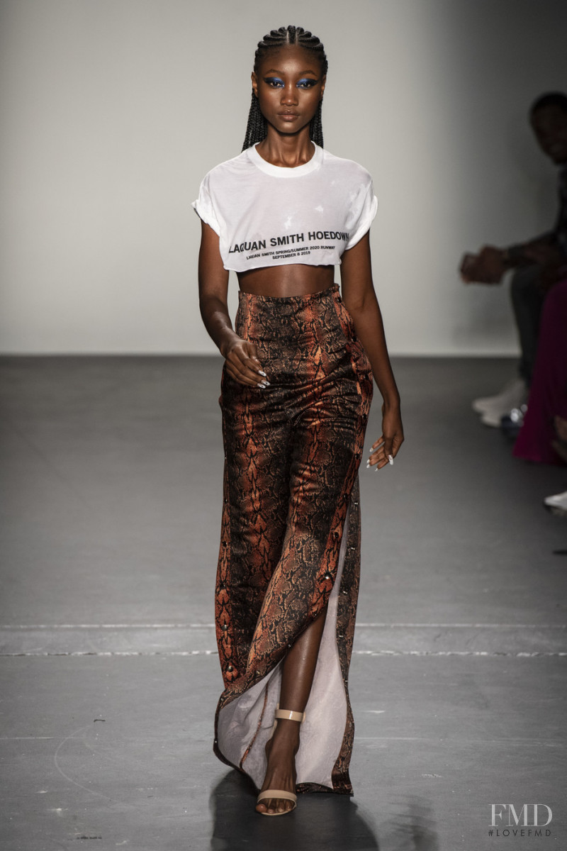 Eniola Abioro featured in  the Laquan Smith fashion show for Spring/Summer 2020