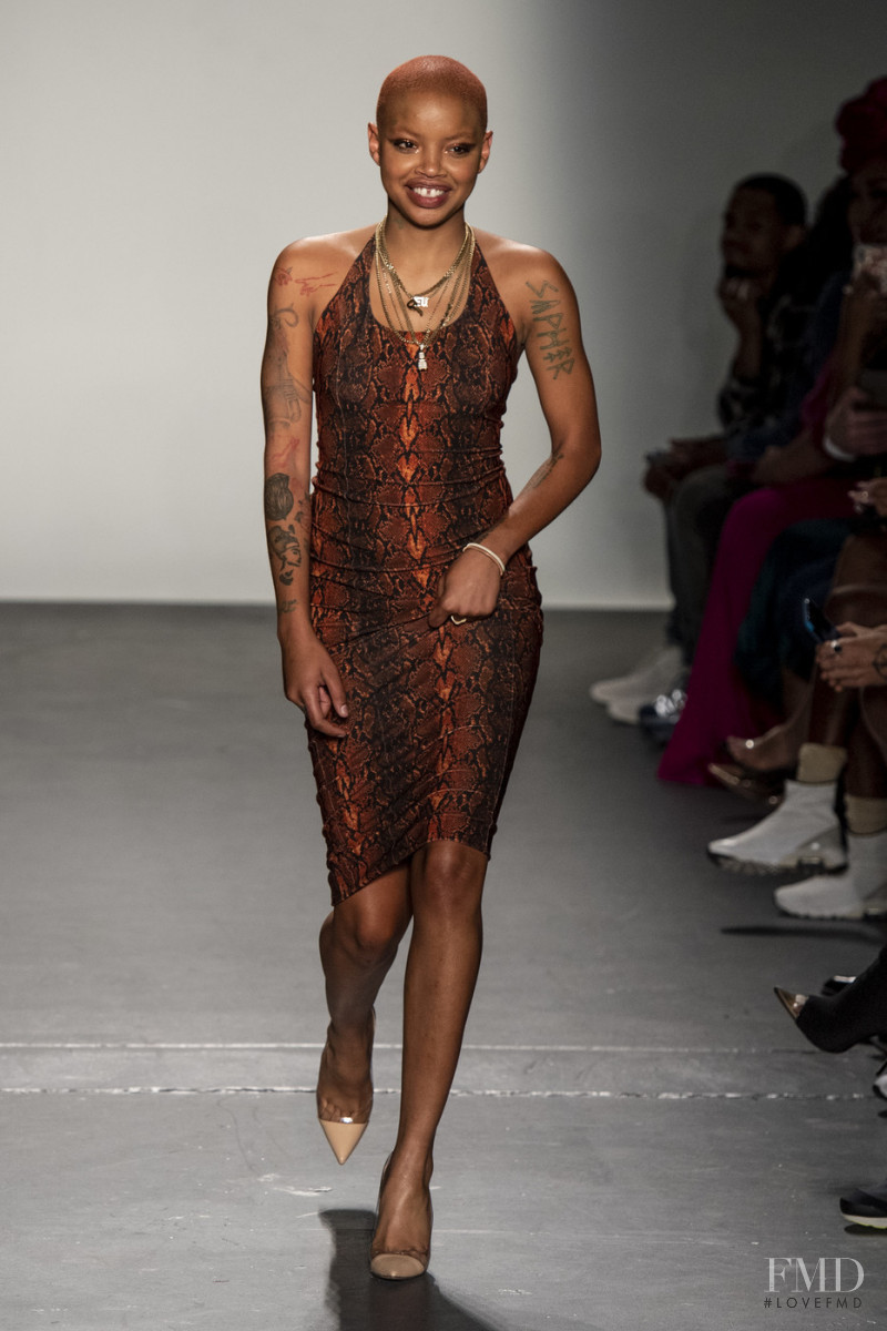 Slick Woods featured in  the Laquan Smith fashion show for Spring/Summer 2020