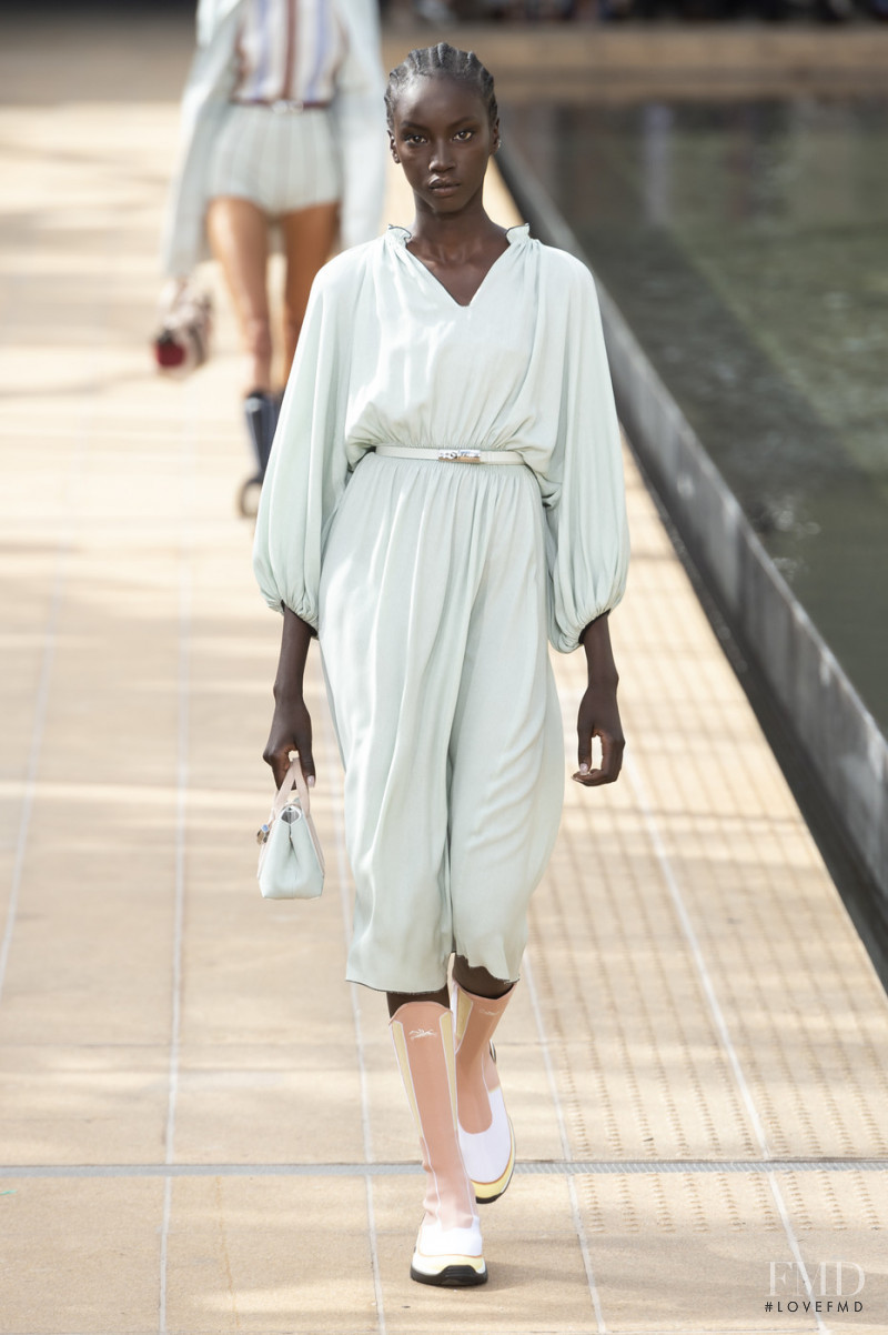 Anok Yai featured in  the Longchamp fashion show for Spring/Summer 2020