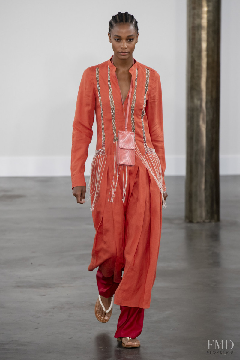 Karly Loyce featured in  the Gabriela Hearst fashion show for Spring/Summer 2020