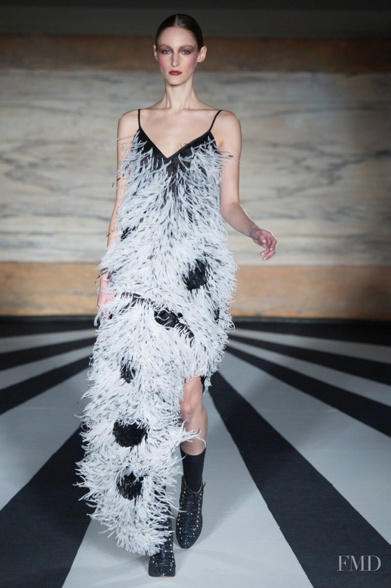 Franzi Mueller featured in  the Matthew Williamson fashion show for Autumn/Winter 2014