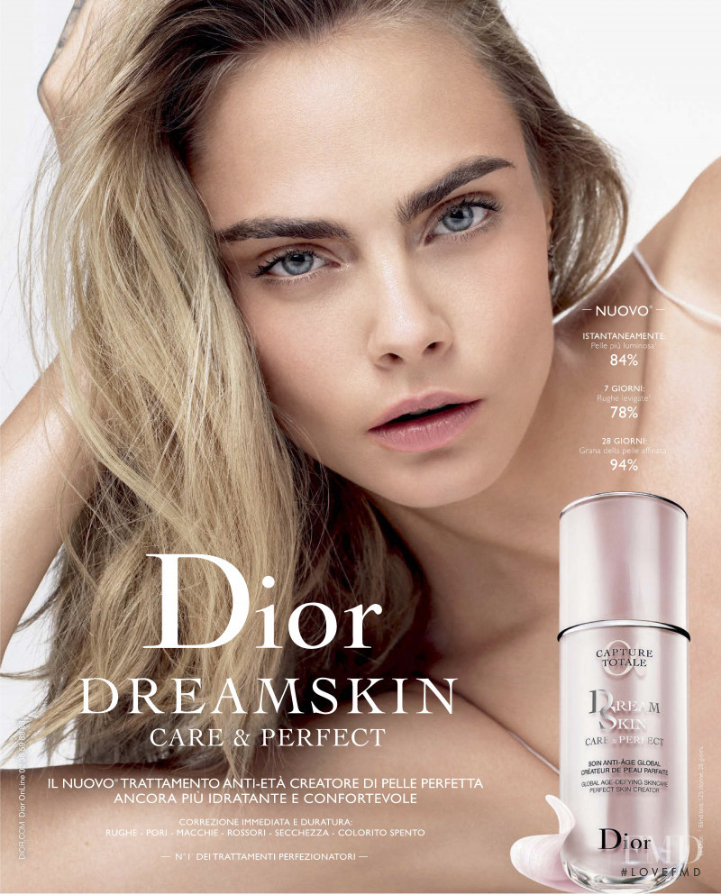 Cara Delevingne featured in  the Dior Beauty Dreamskin advertisement for Autumn/Winter 2019