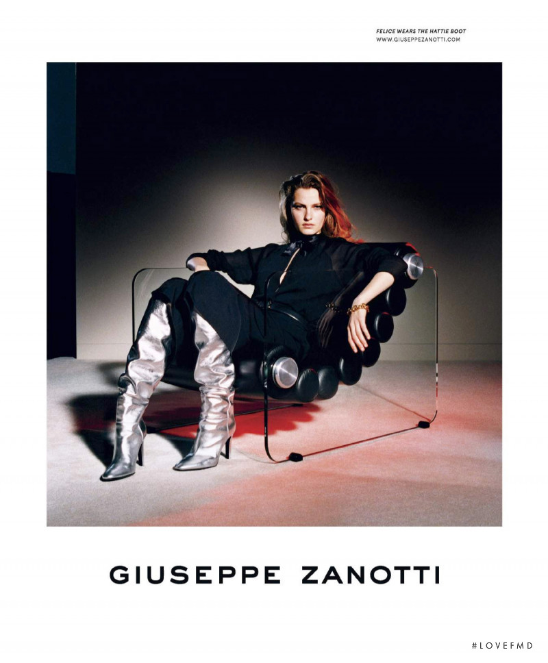 Felice Noordhoff featured in  the Giuseppe Zanotti advertisement for Autumn/Winter 2019