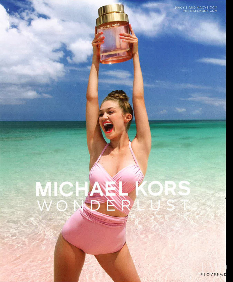 Gigi Hadid featured in  the Michael Kors Beauty Wonderlust Fragrance advertisement for Autumn/Winter 2019