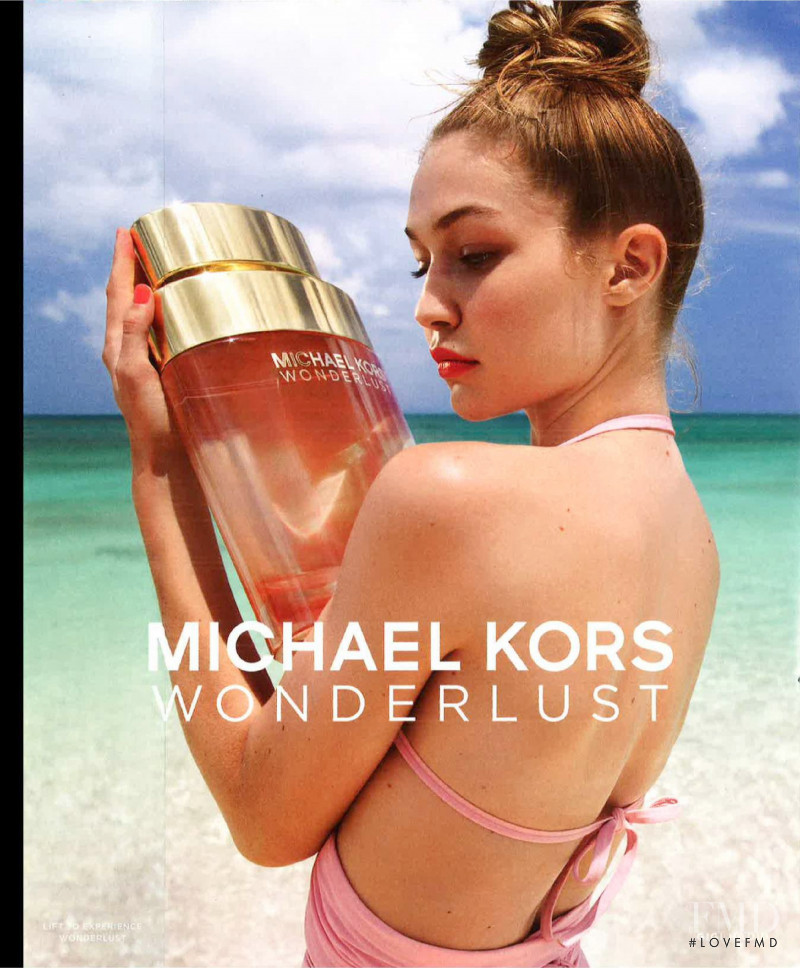 Gigi Hadid featured in  the Michael Kors Beauty Wonderlust Fragrance advertisement for Autumn/Winter 2019