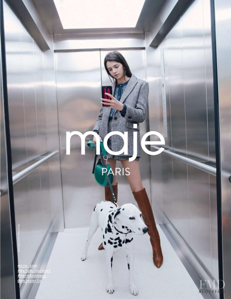 Maria Miguel featured in  the Maje advertisement for Autumn/Winter 2019