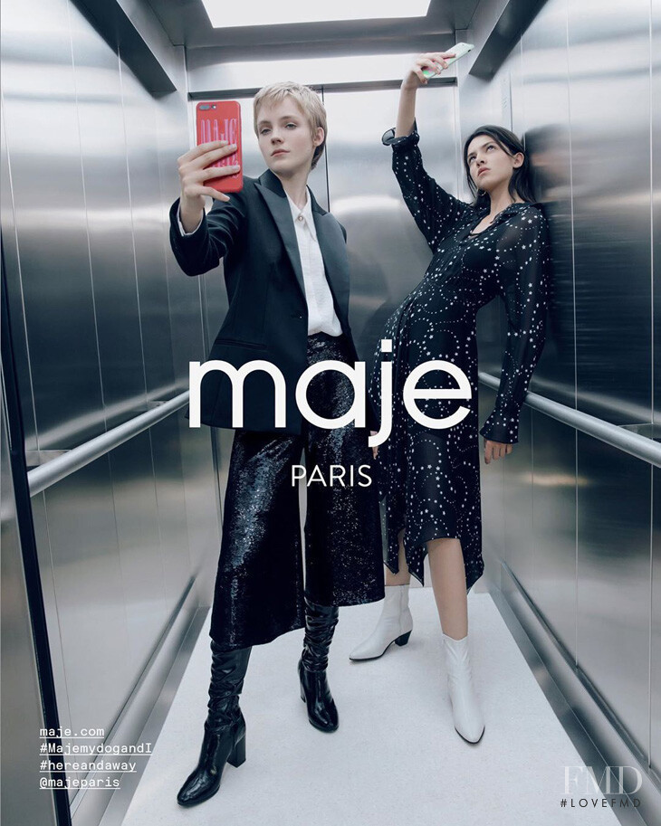 Maria Miguel featured in  the Maje advertisement for Autumn/Winter 2019