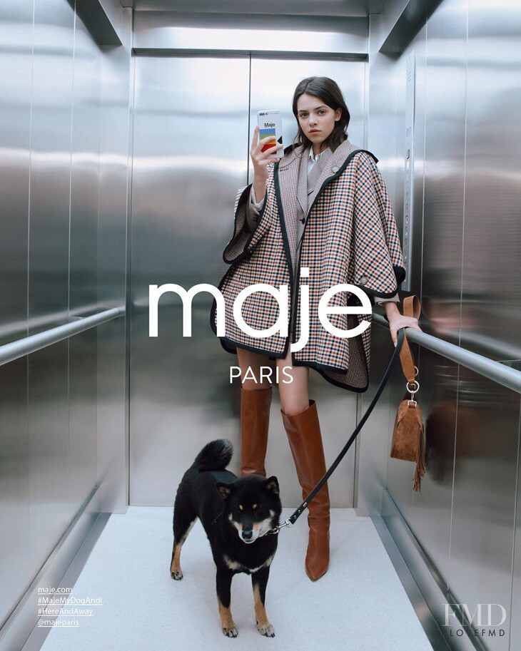 Maria Miguel featured in  the Maje advertisement for Autumn/Winter 2019